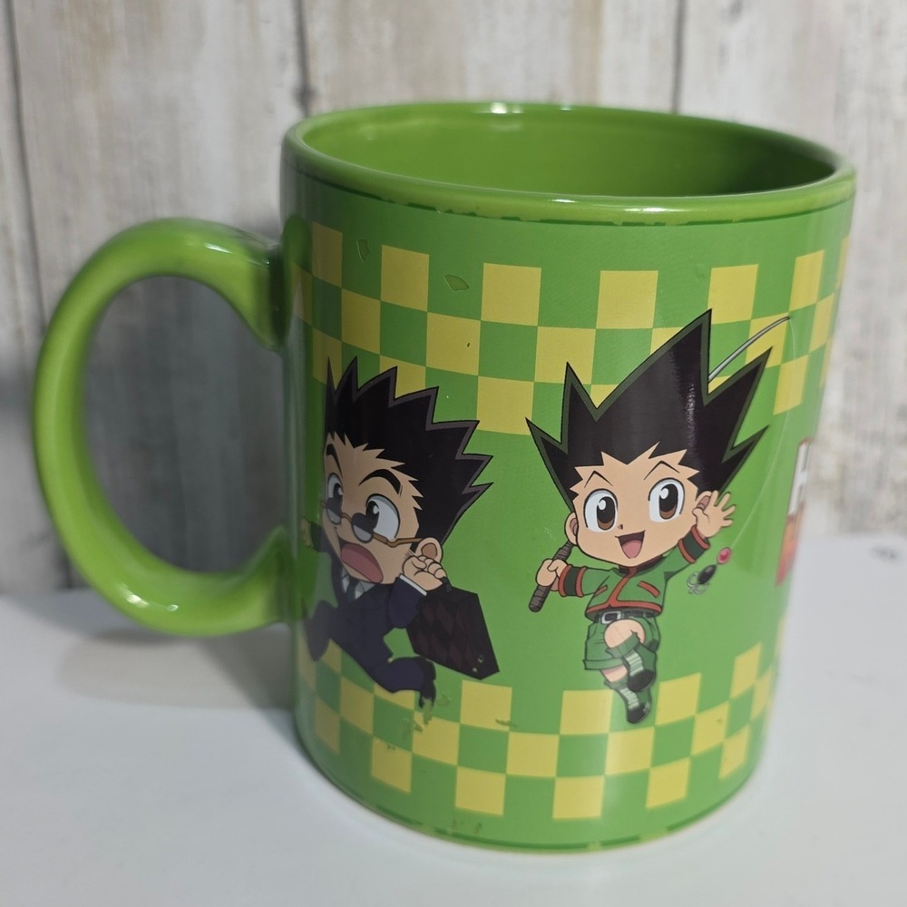 Hunter x Hunter Chibi Characters Green Checkered Ceramic Coffee Mug Just Funky - Picture 4 of 9